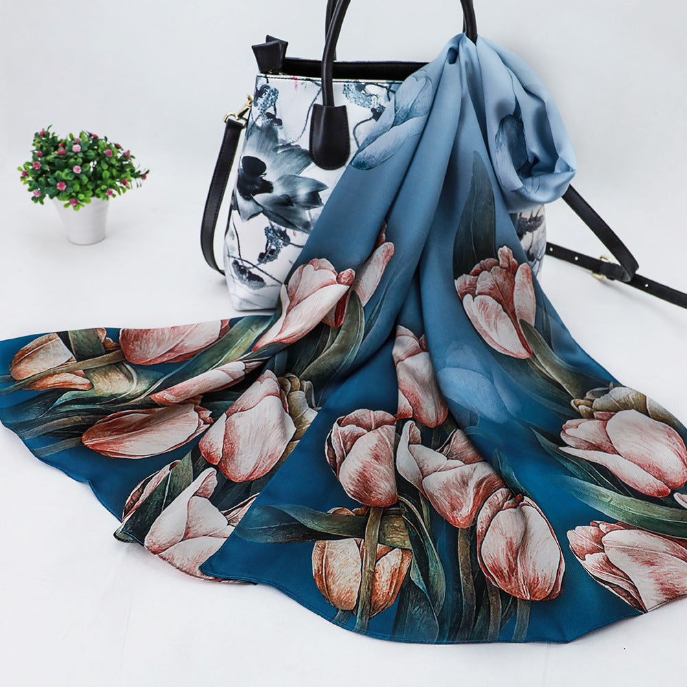 Women's Silk Scarf Shawl Sunscreen Scarf