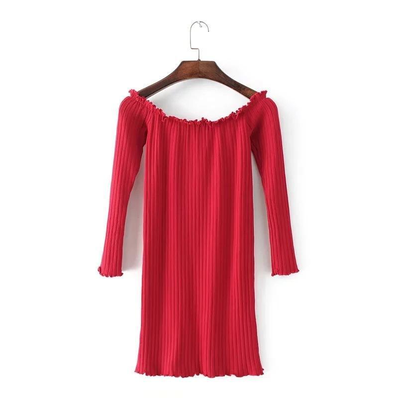 Women's Bottoming Slim Solid Color Knitted Dress