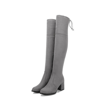 Winter Warm High-heeled Thick-heeled Over-the-knee Women's Boots