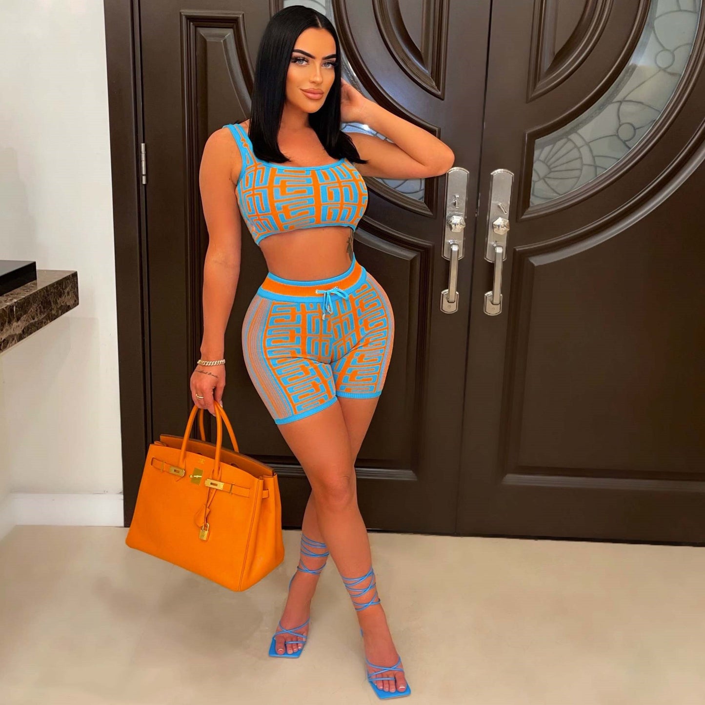 Summer New Fashion Jacquard Knitting Suit Women