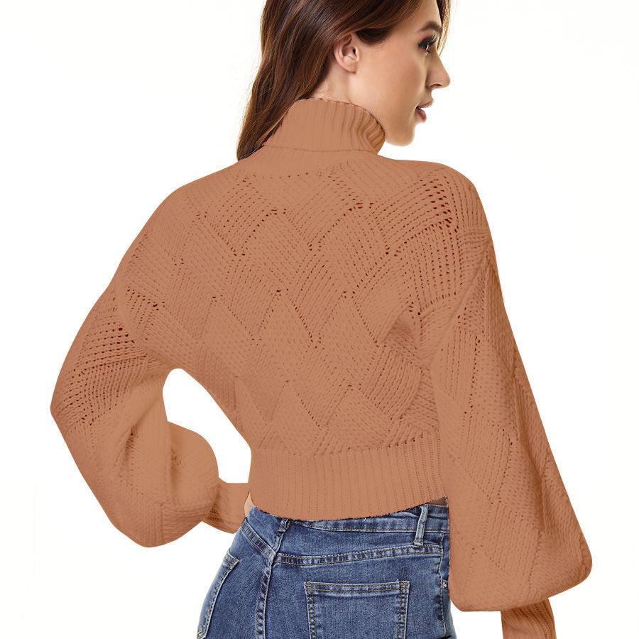 Women's Loose Solid Color Turtleneck Sweater