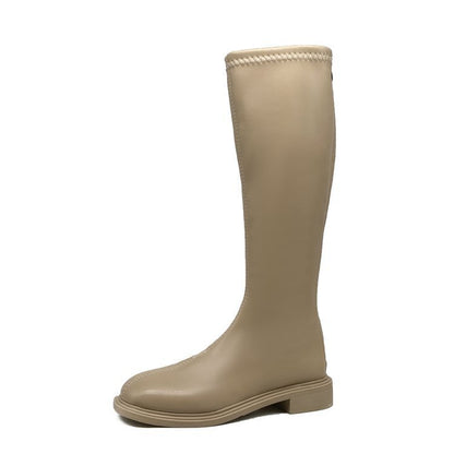 Knight  Long  Women White Boots Mid Heel